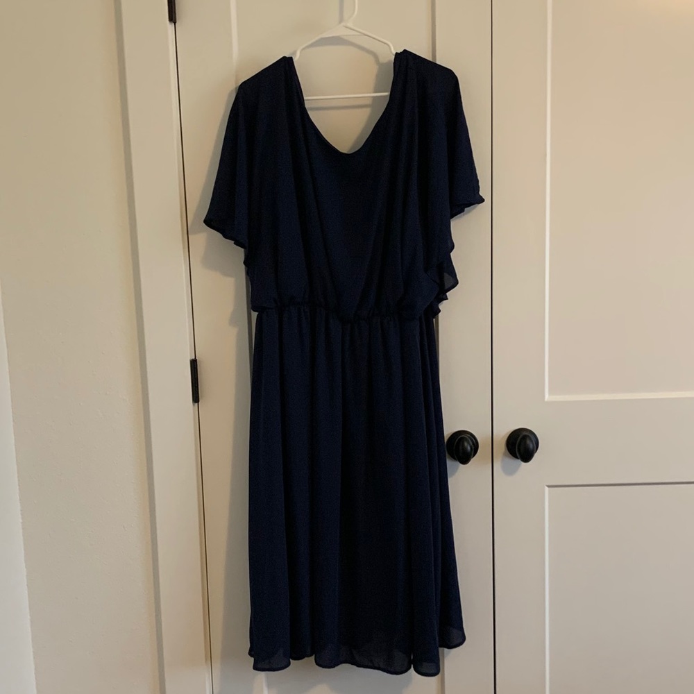 Fit and flare Cape sleeve midi dress